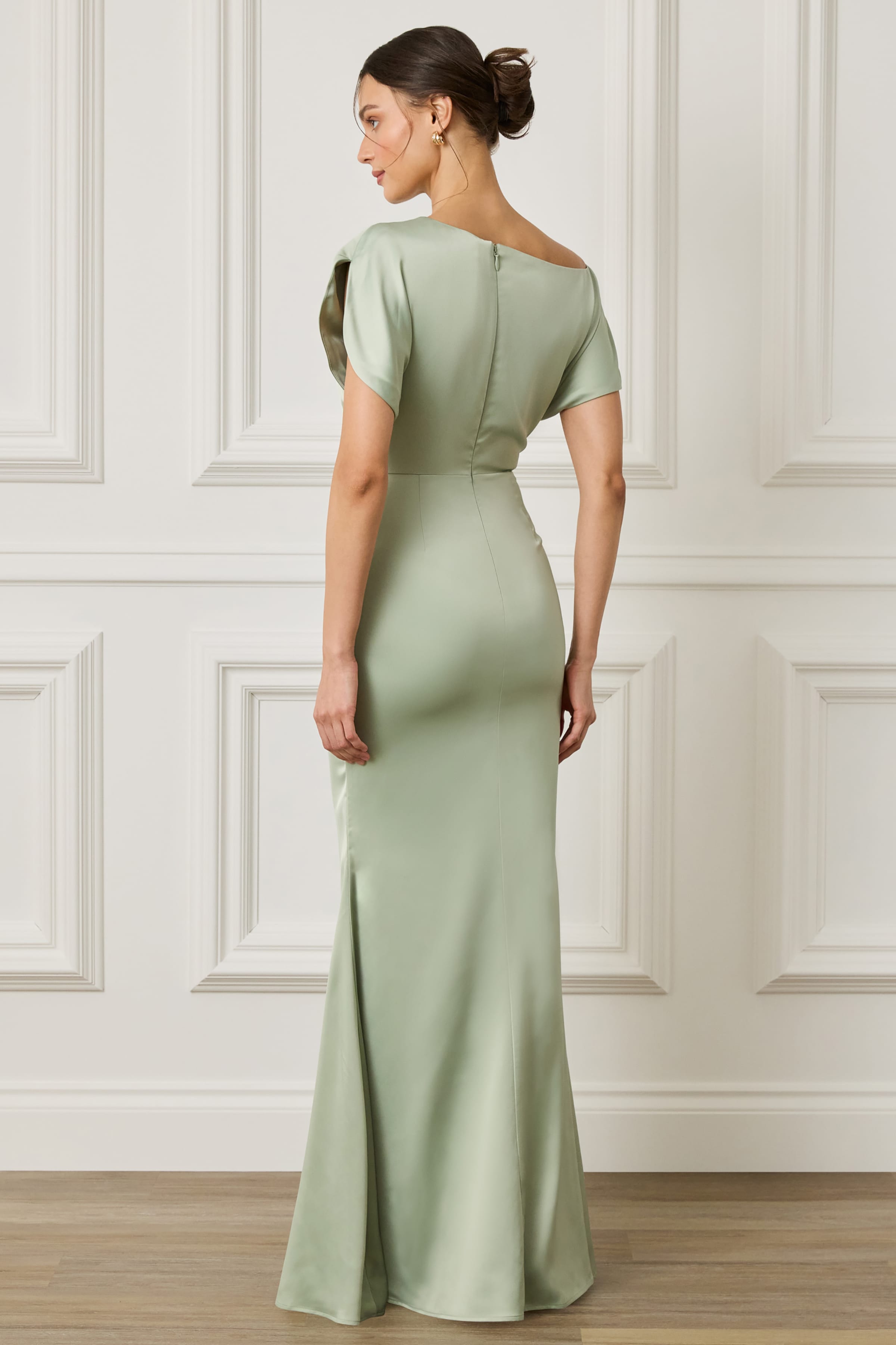 TRINITY Satin Maxi Dress in Sage