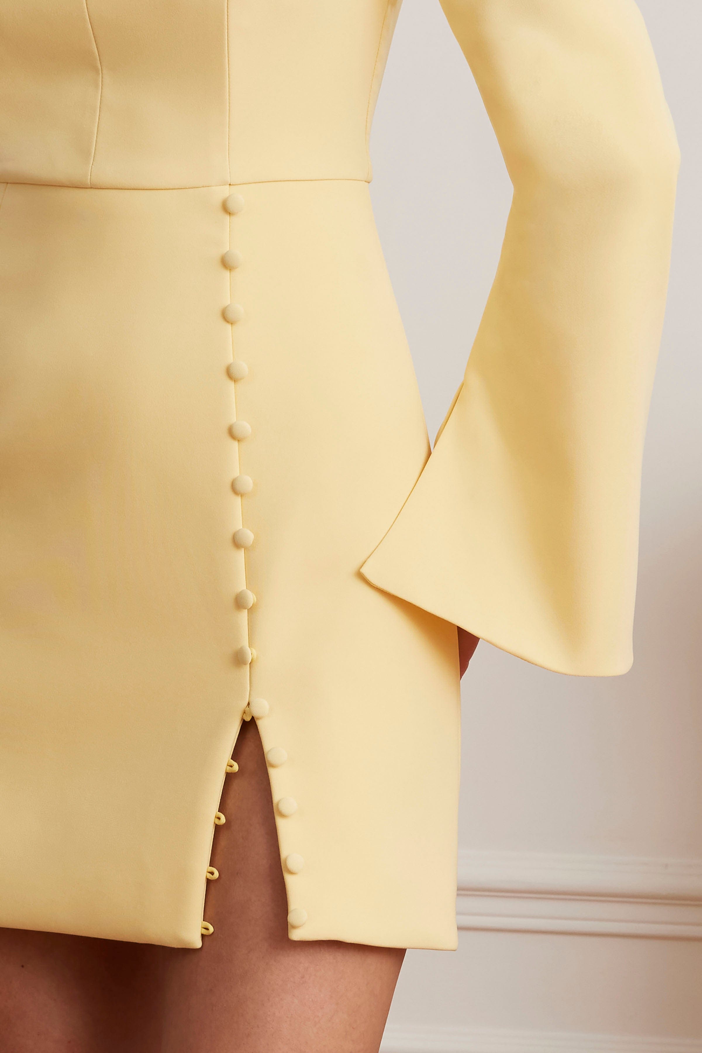 FIONA High Neck Tulip Mini Dress In Yellow