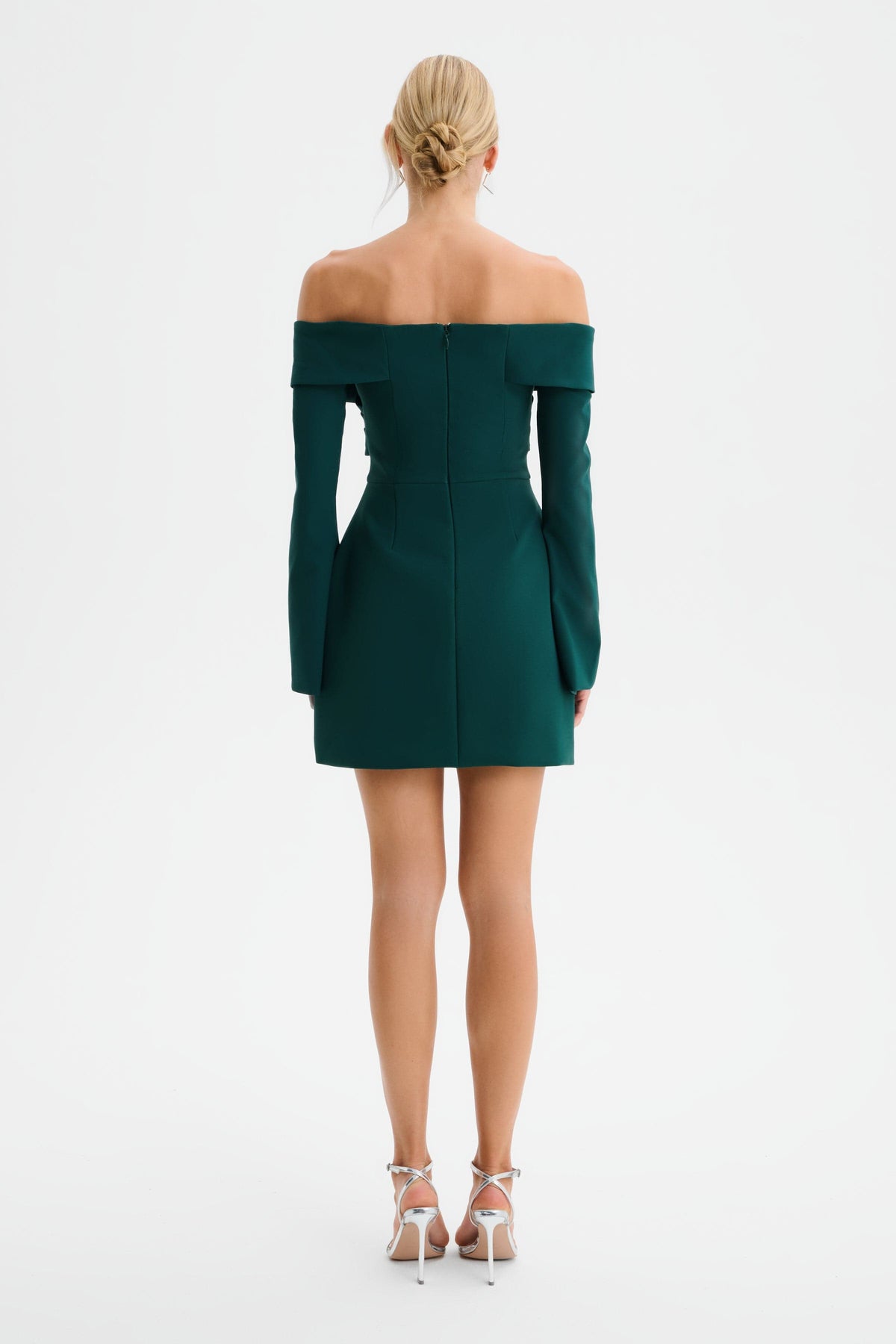 BONNIE Bardot Mini Dress in Emerald