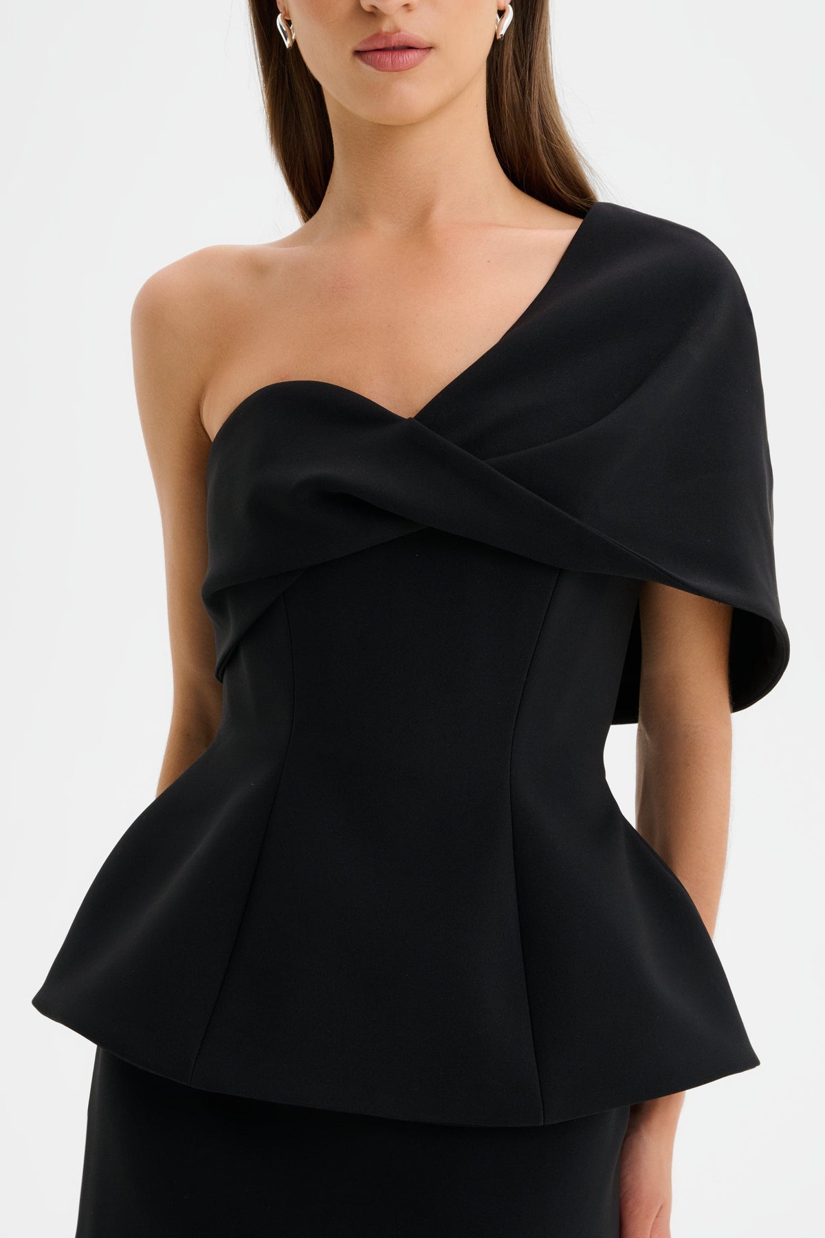 GIOVANNA Asymmetric Maxi Dress in Black