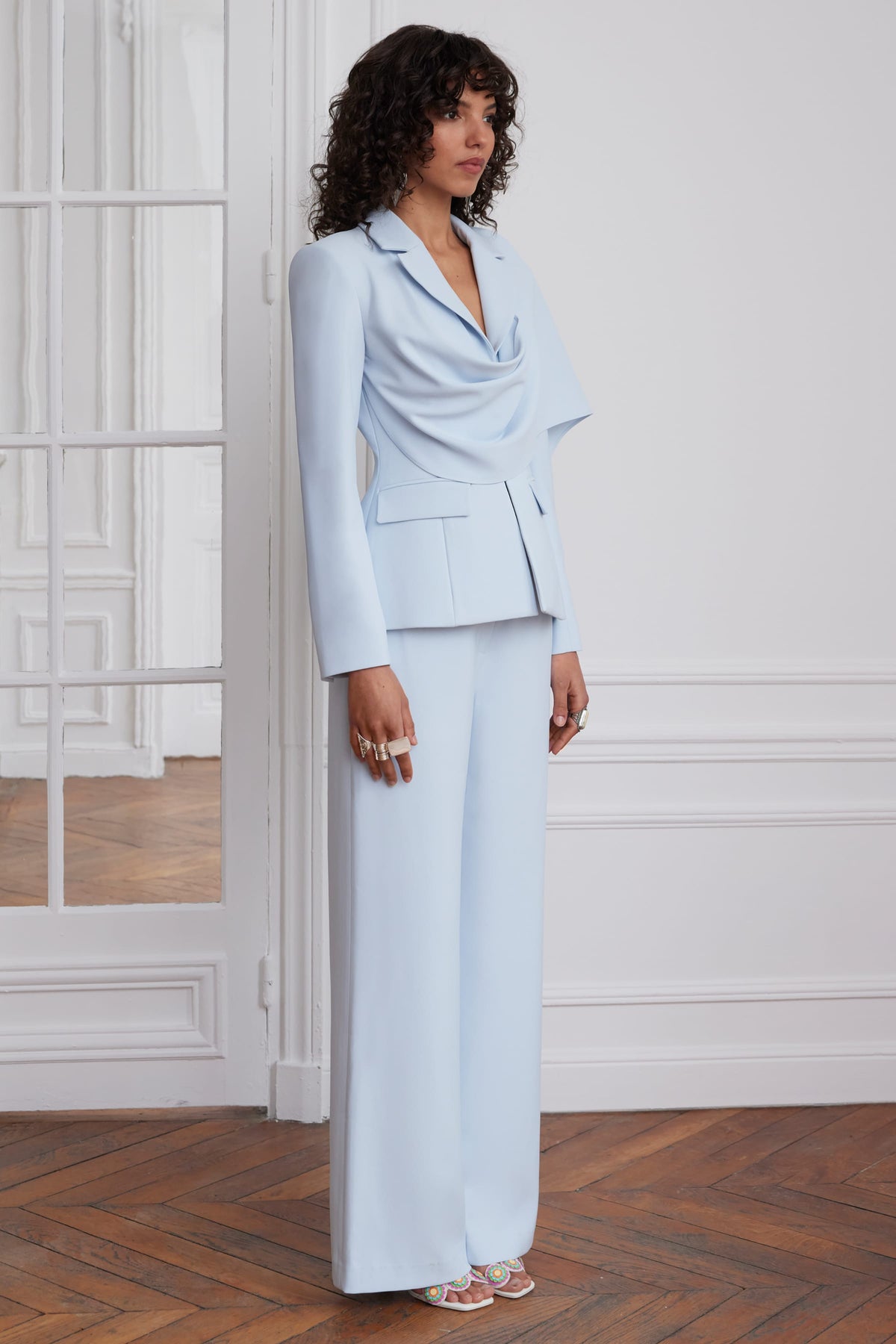 EMBER Scarf Blazer in Light Blue