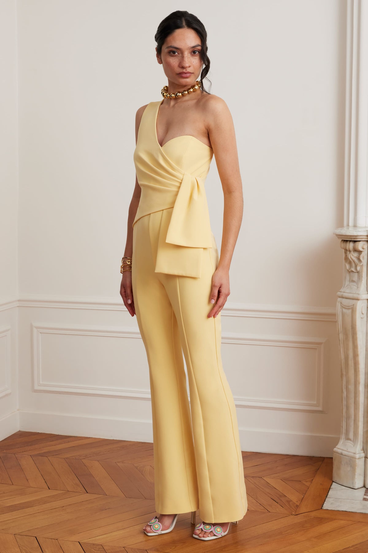 HALLIE Asymmetric Jumpsuit in Yellow