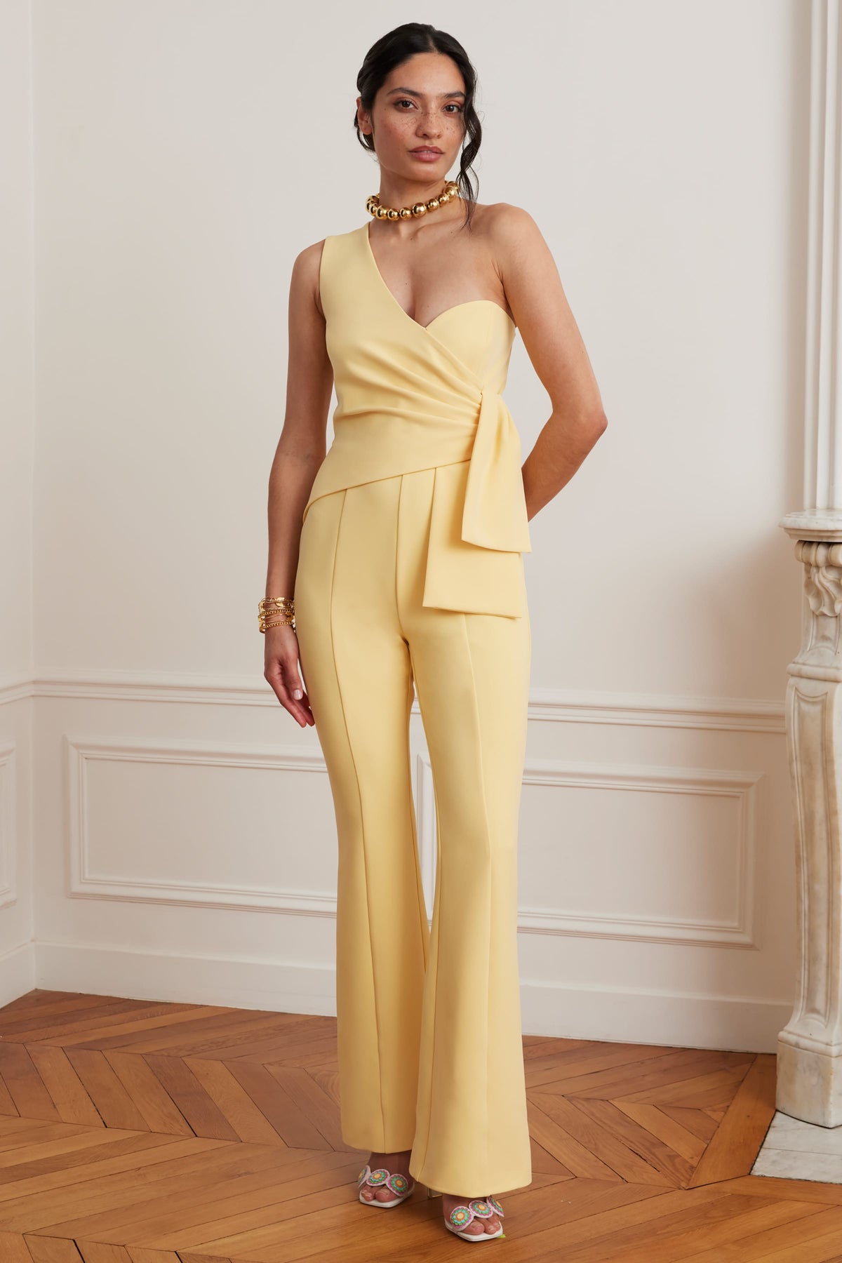 HALLIE Asymmetric Jumpsuit in Yellow