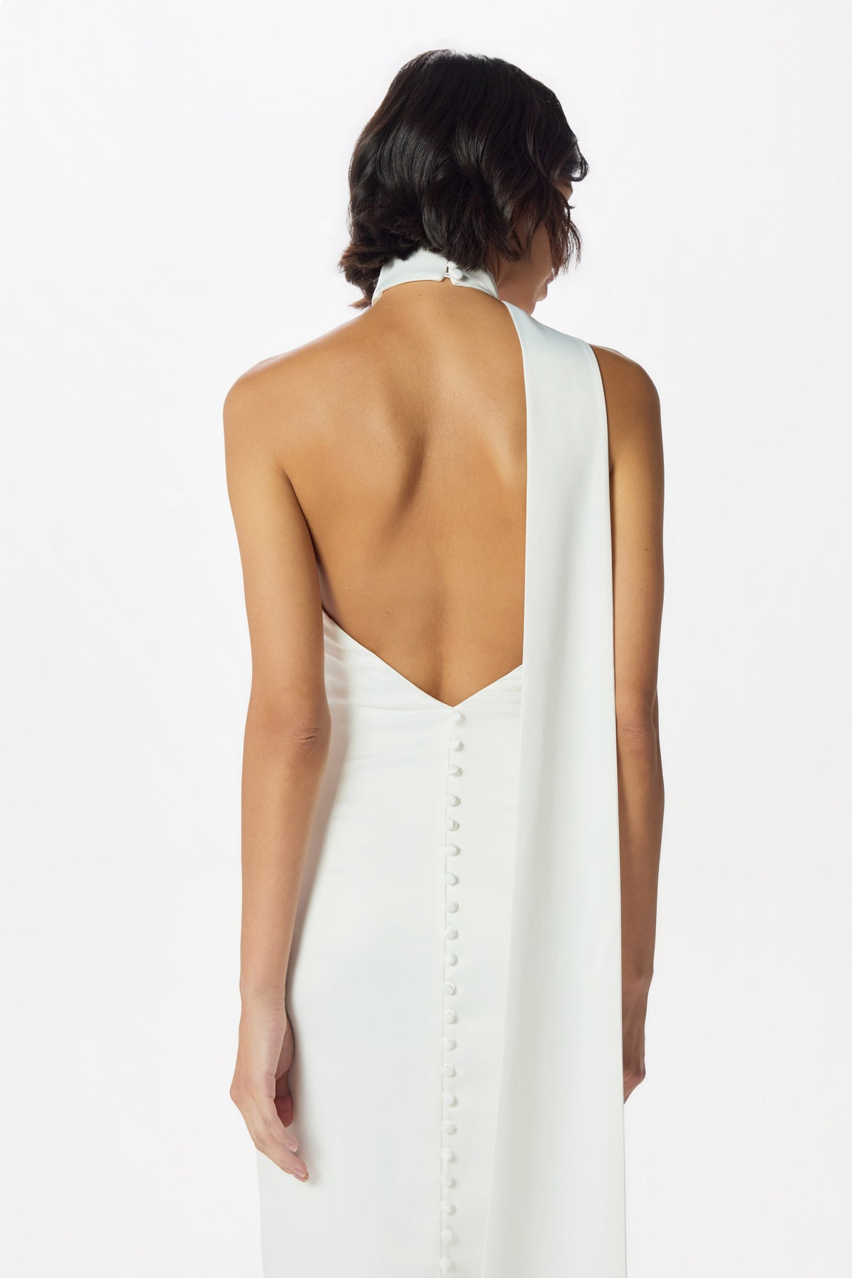 ALIANA Satin Maxi Dress in Off White