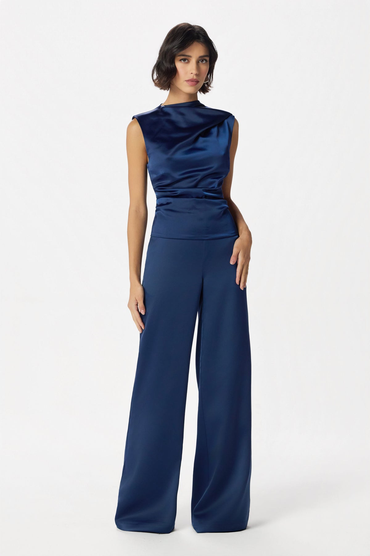 EFFY Satin Top in Navy