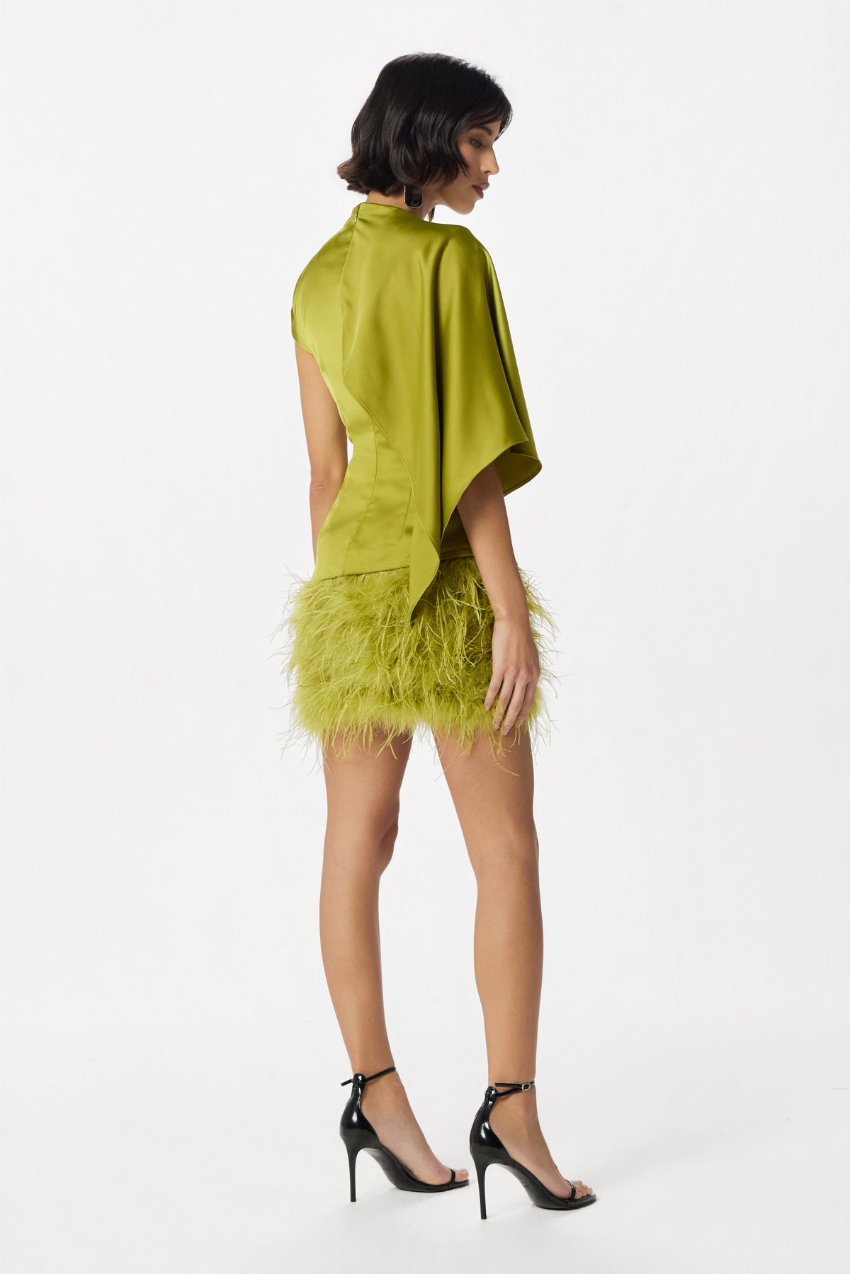 SASKI Satin Top in Chartreuse