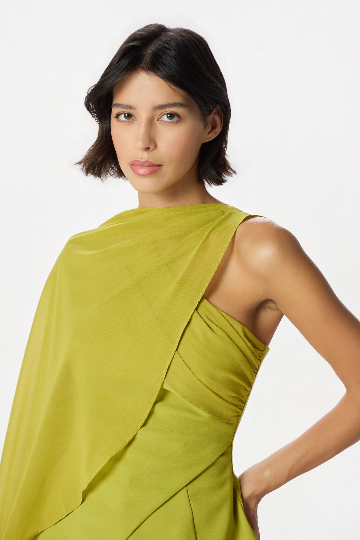 SIAN Chiffon Top in Chartreuse
