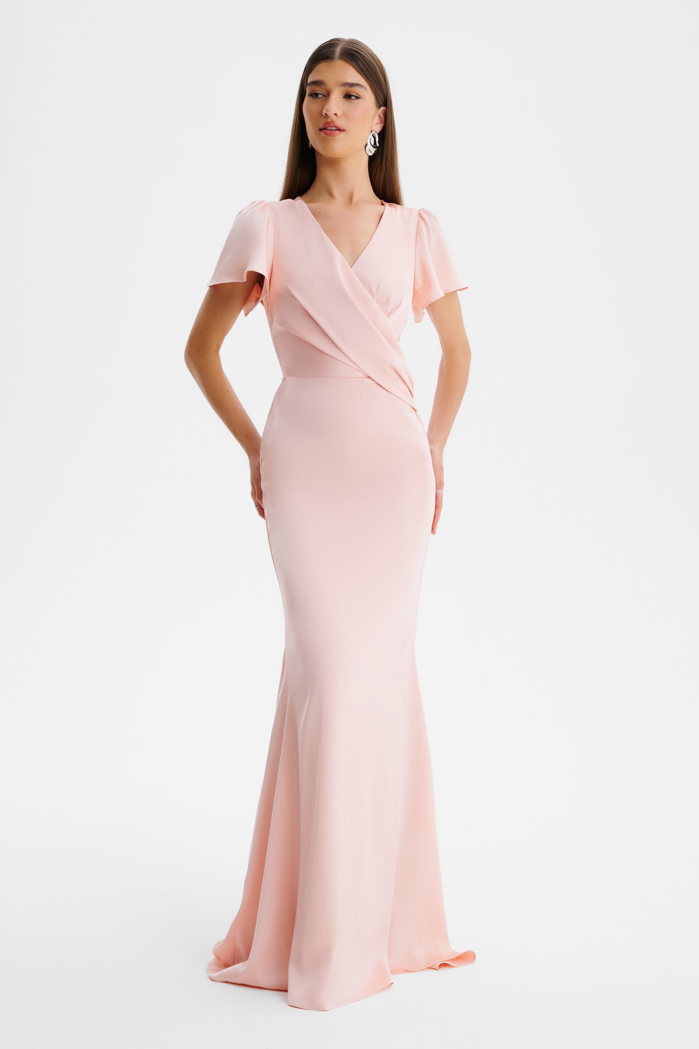 BEAU Satin Maxi Dress in Pink