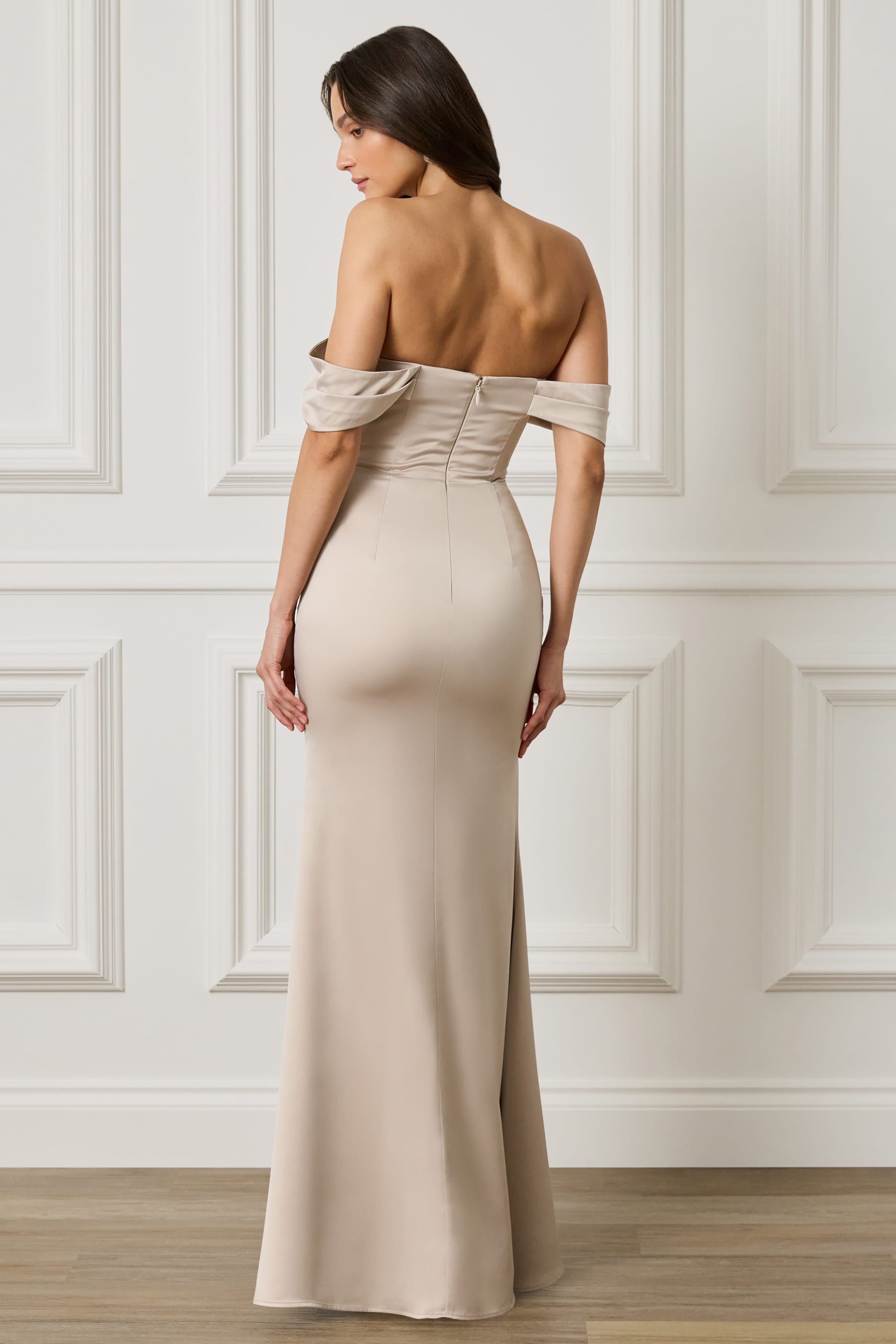 RAYNE Satin Maxi Dress in Champagne