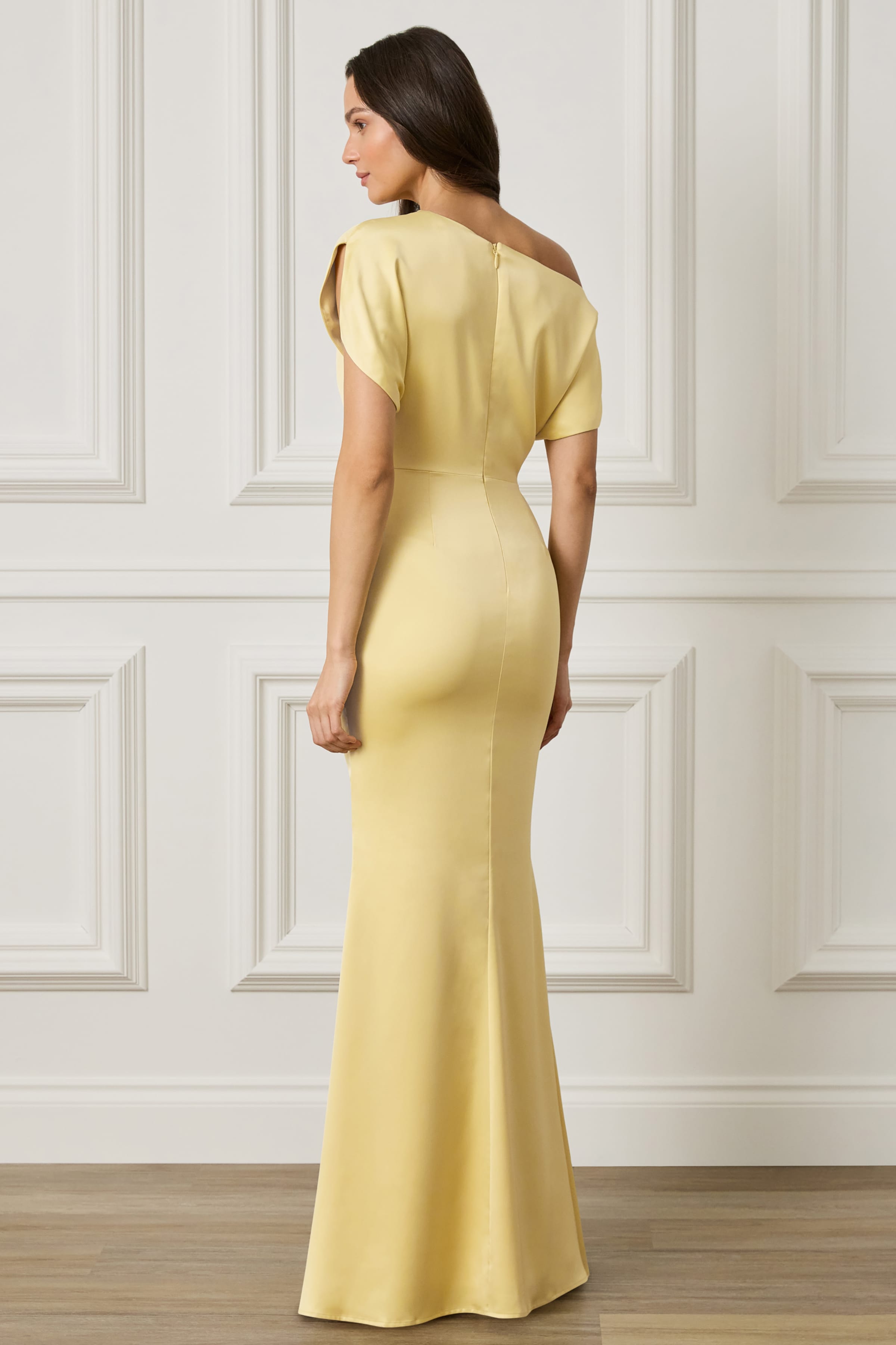 TRINITY Satin Maxi Dress in Yellow
