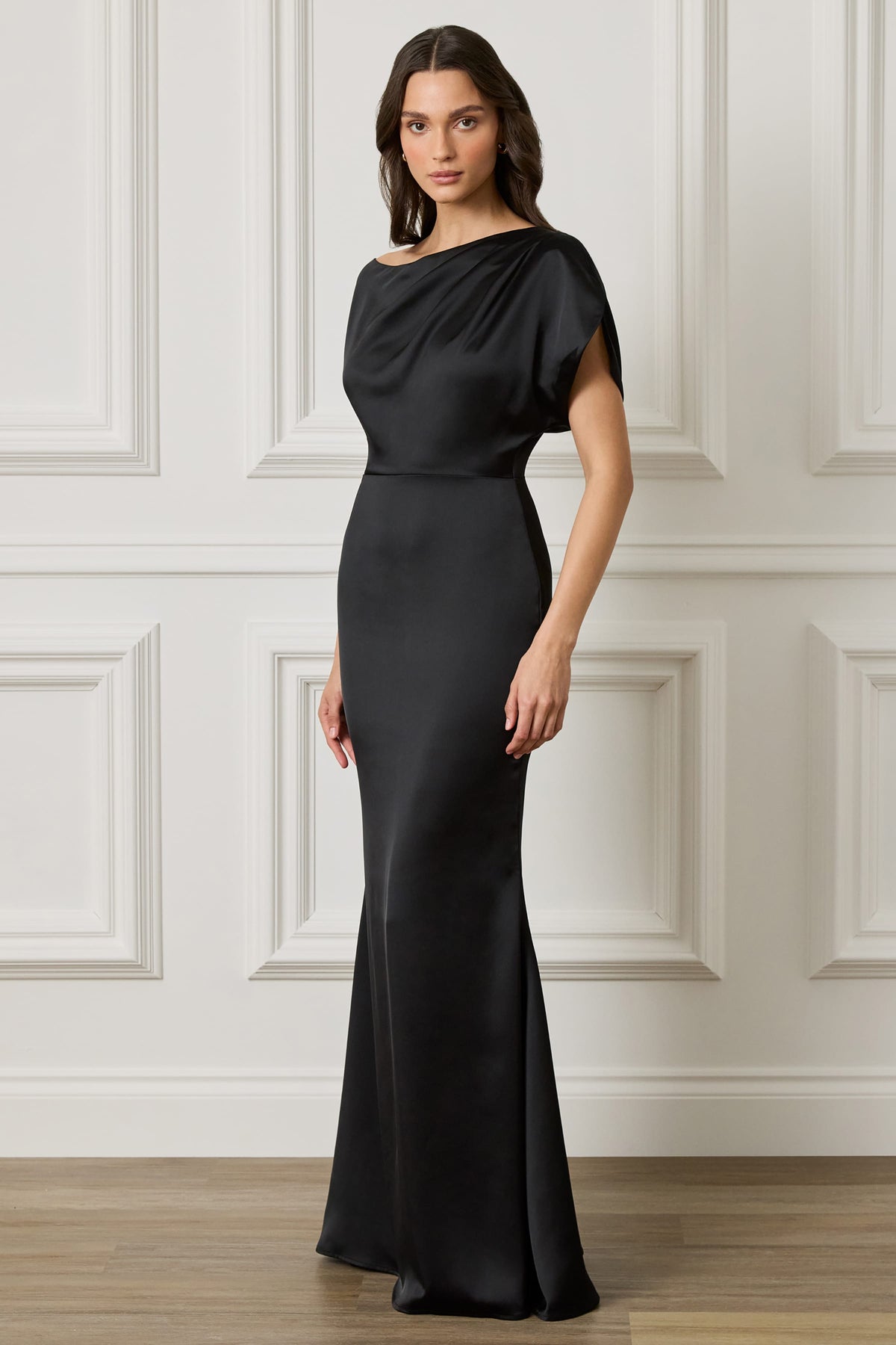 TRINITY Satin Maxi Dress in Black