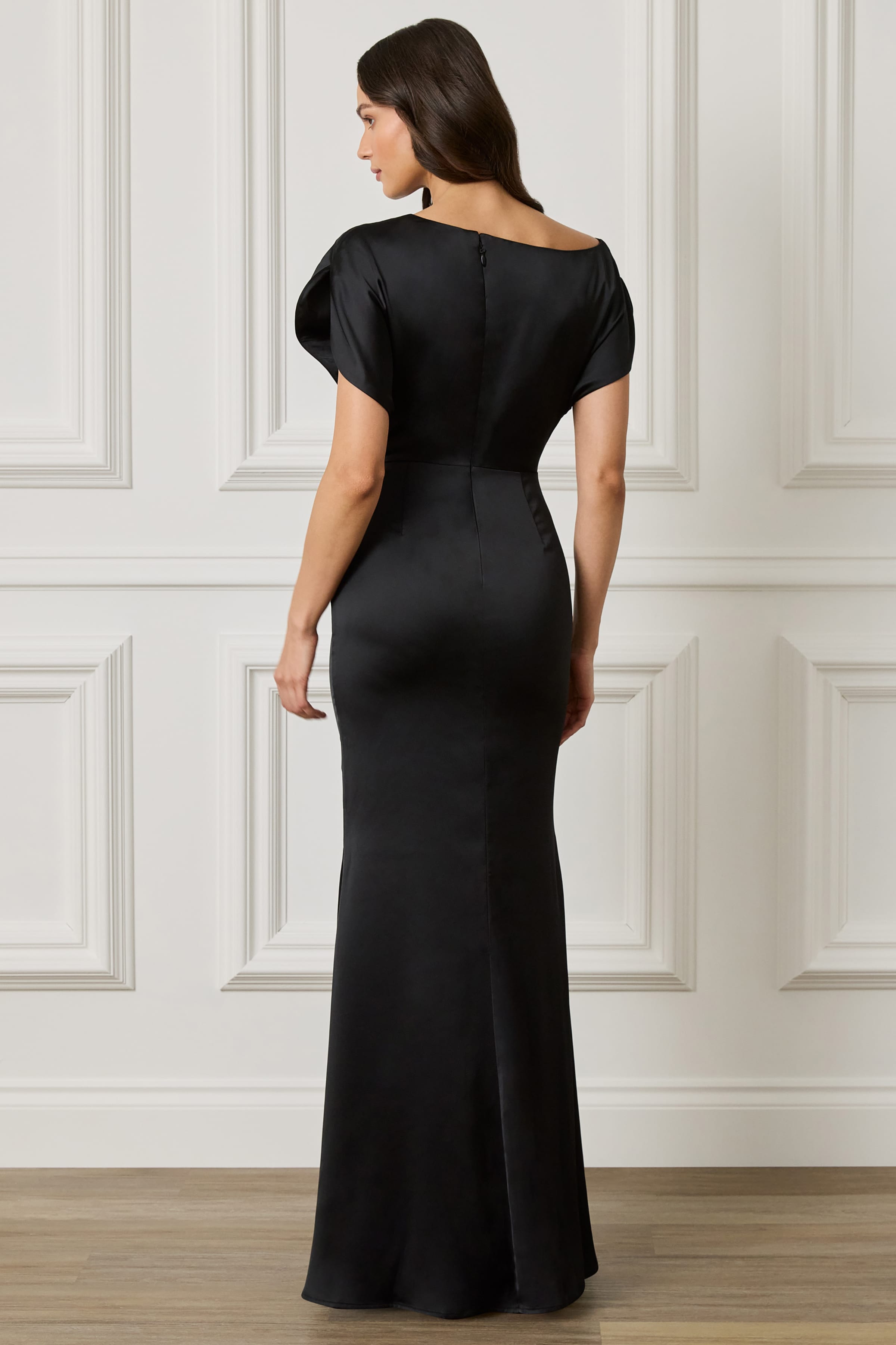 TRINITY Satin Maxi Dress in Black