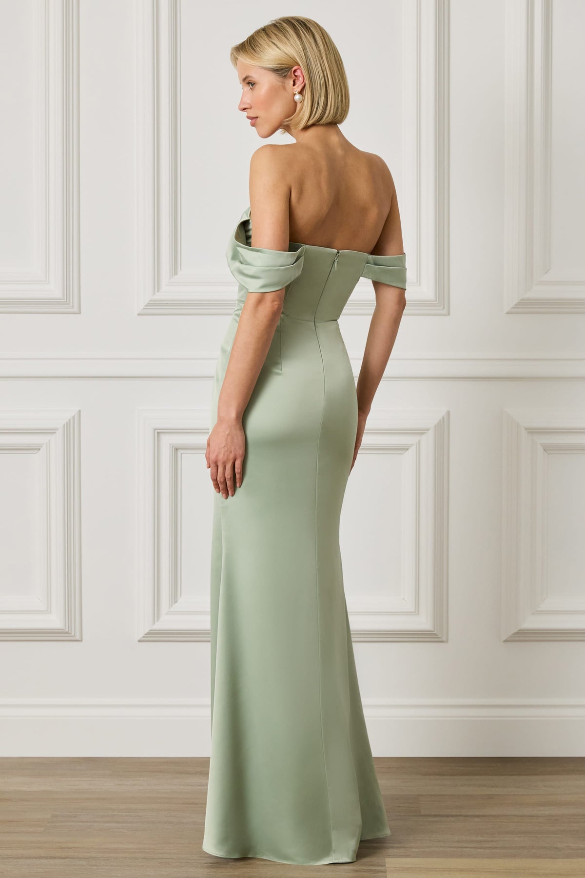 RAYNE Satin Maxi Dress in Sage