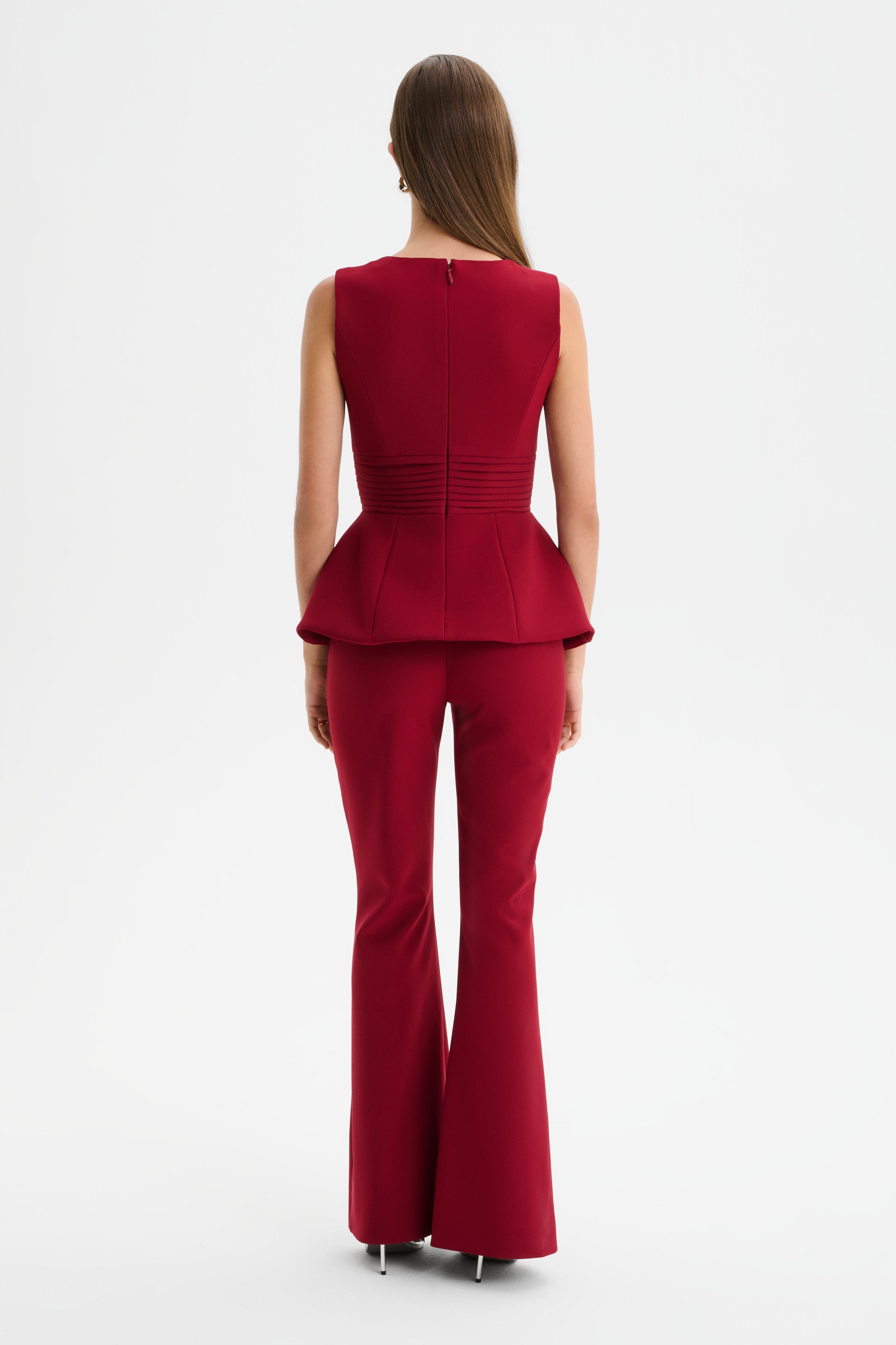 CAMILLA Square Neck Jumpsuit in Burgundy