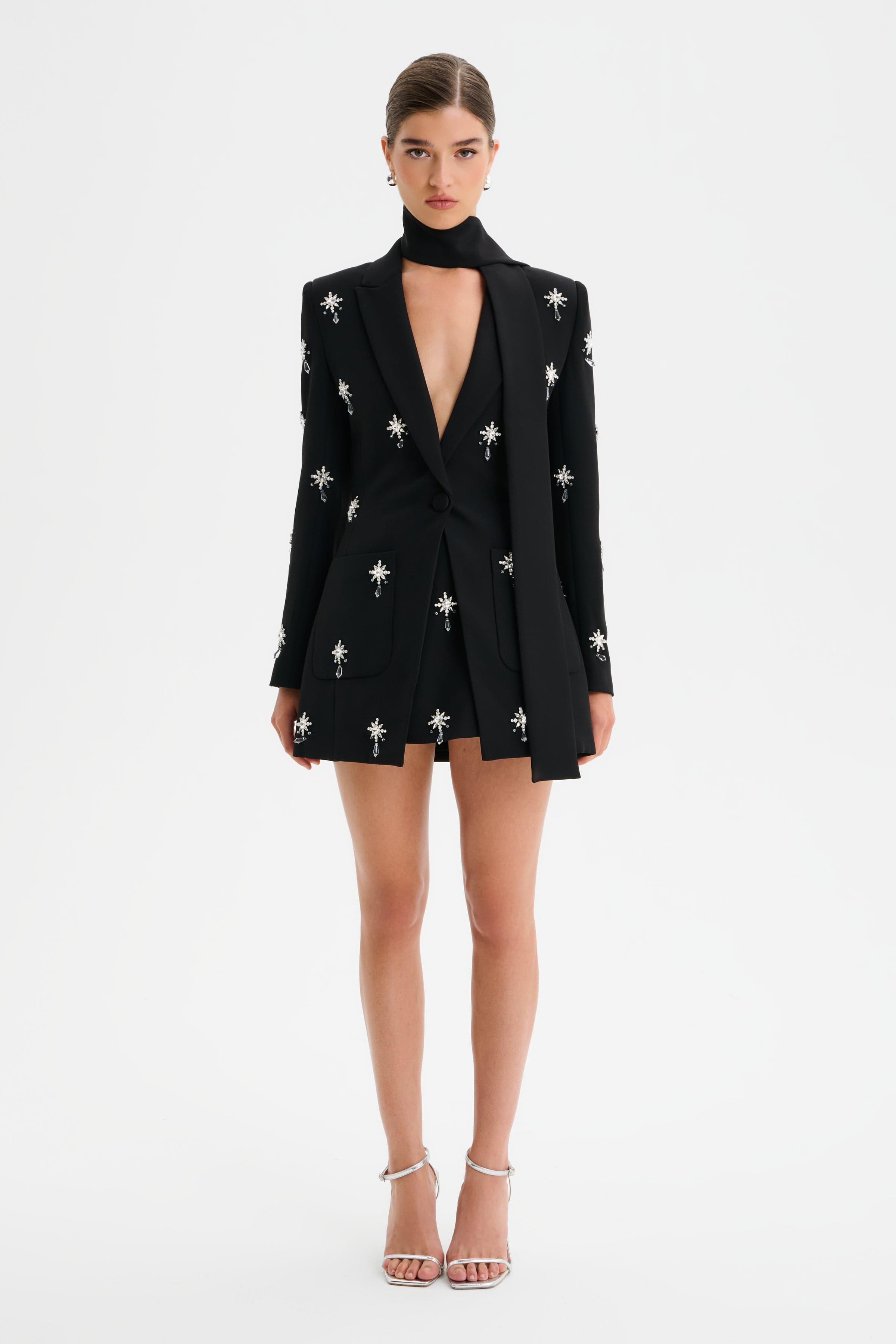ARIA Embellished Blazer in Black