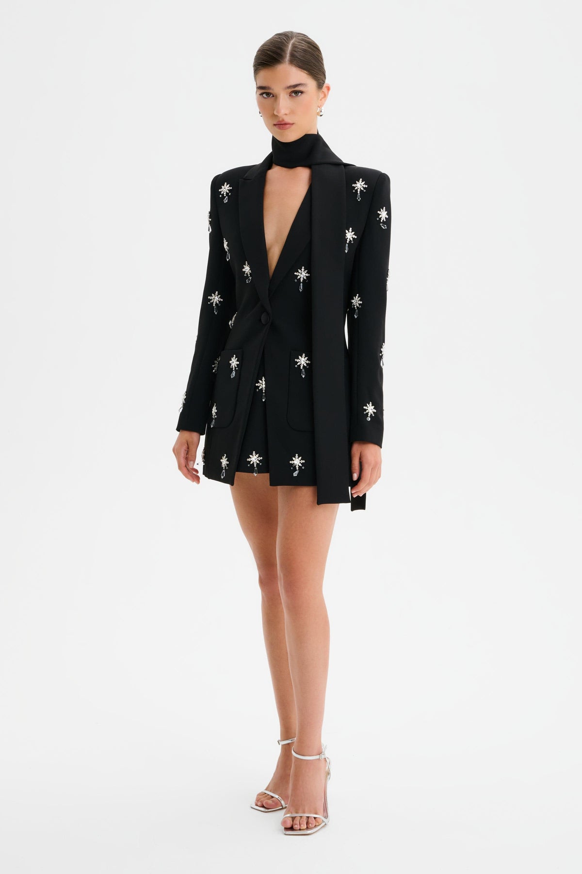 ARIA Embellished Blazer in Black