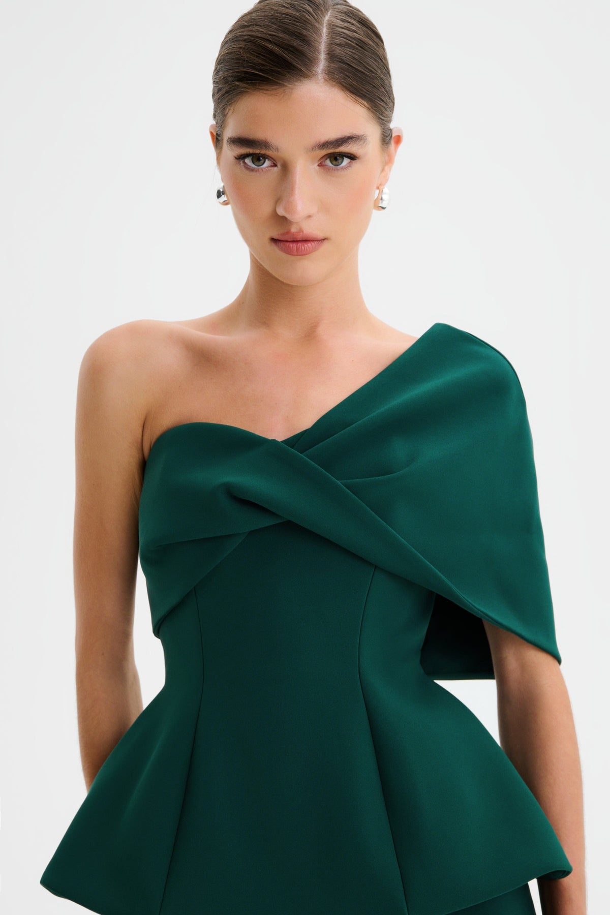 GIOVANNA Asymmetric Maxi Dress in Emerald