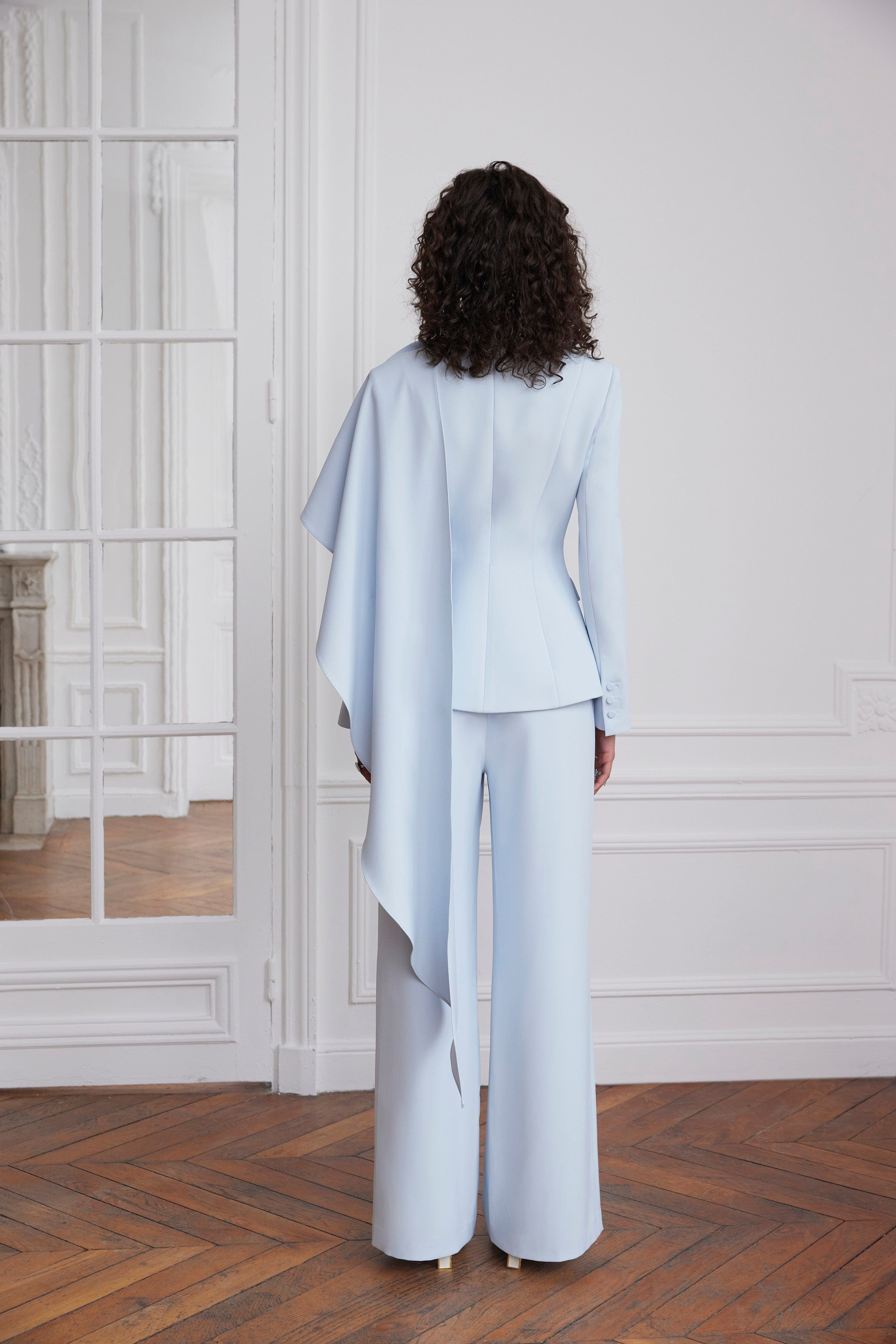 ELODIE Wide Leg Trousers In Powder Blue