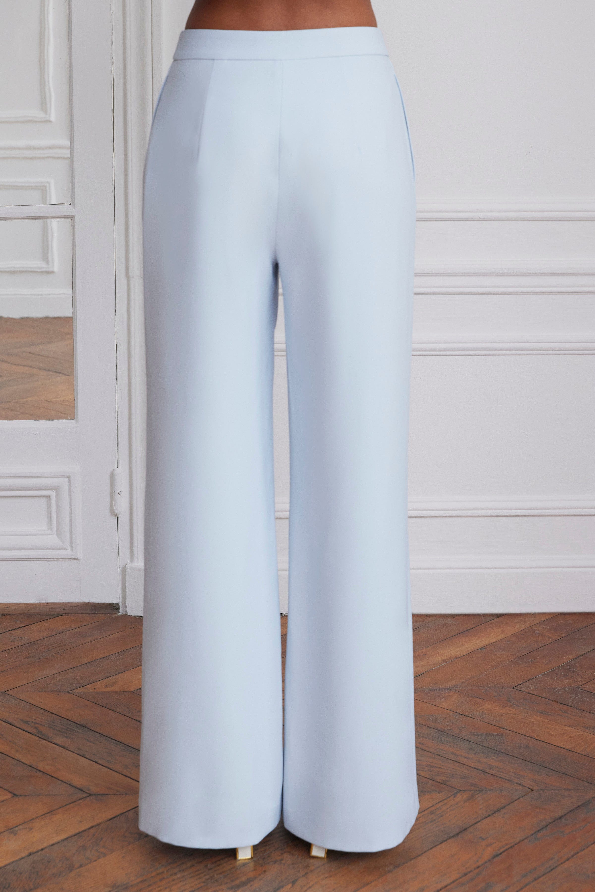 ELODIE Wide Leg Trousers In Powder Blue