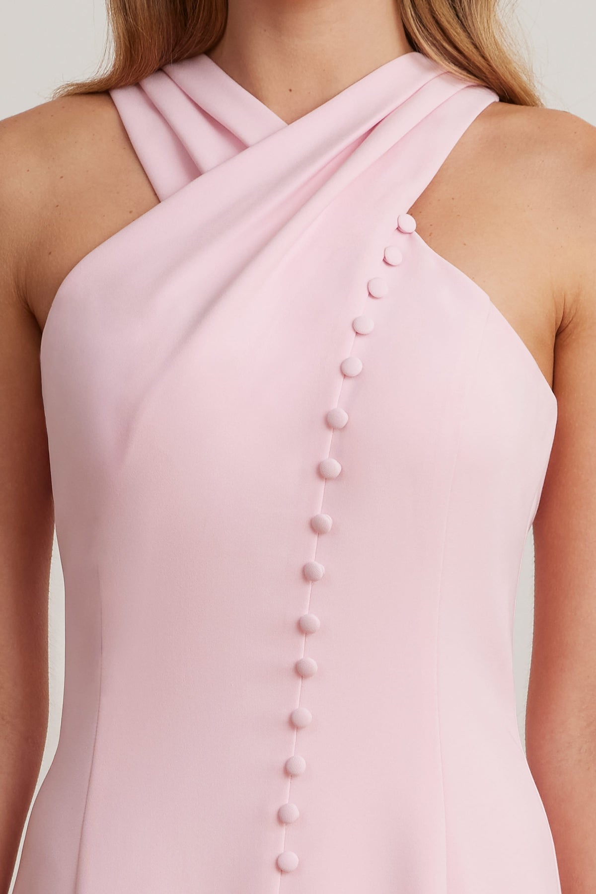 ALTHEA Halter Neck Midi Dress in Pink