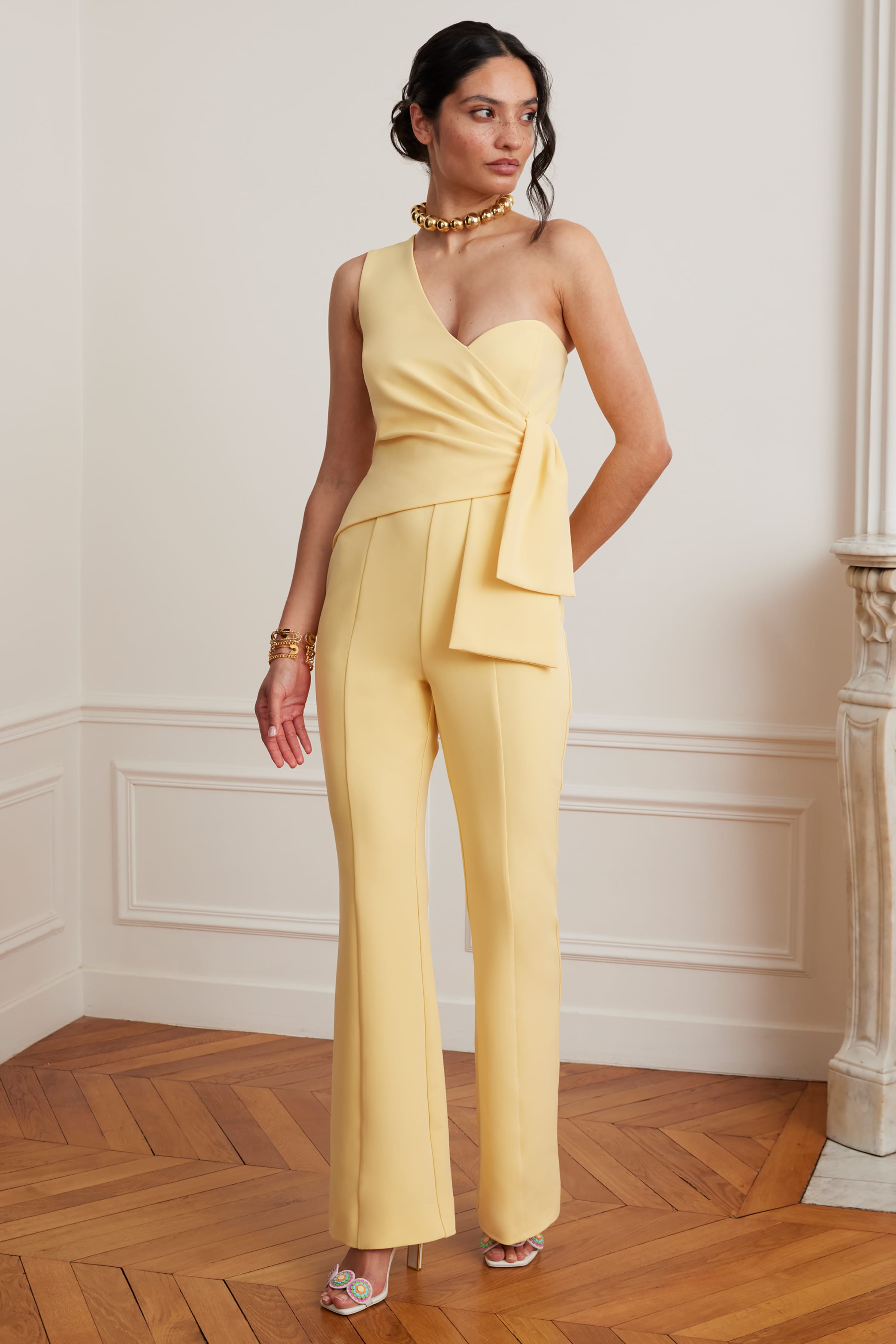 HALLIE Asymmetric Jumpsuit in Yellow