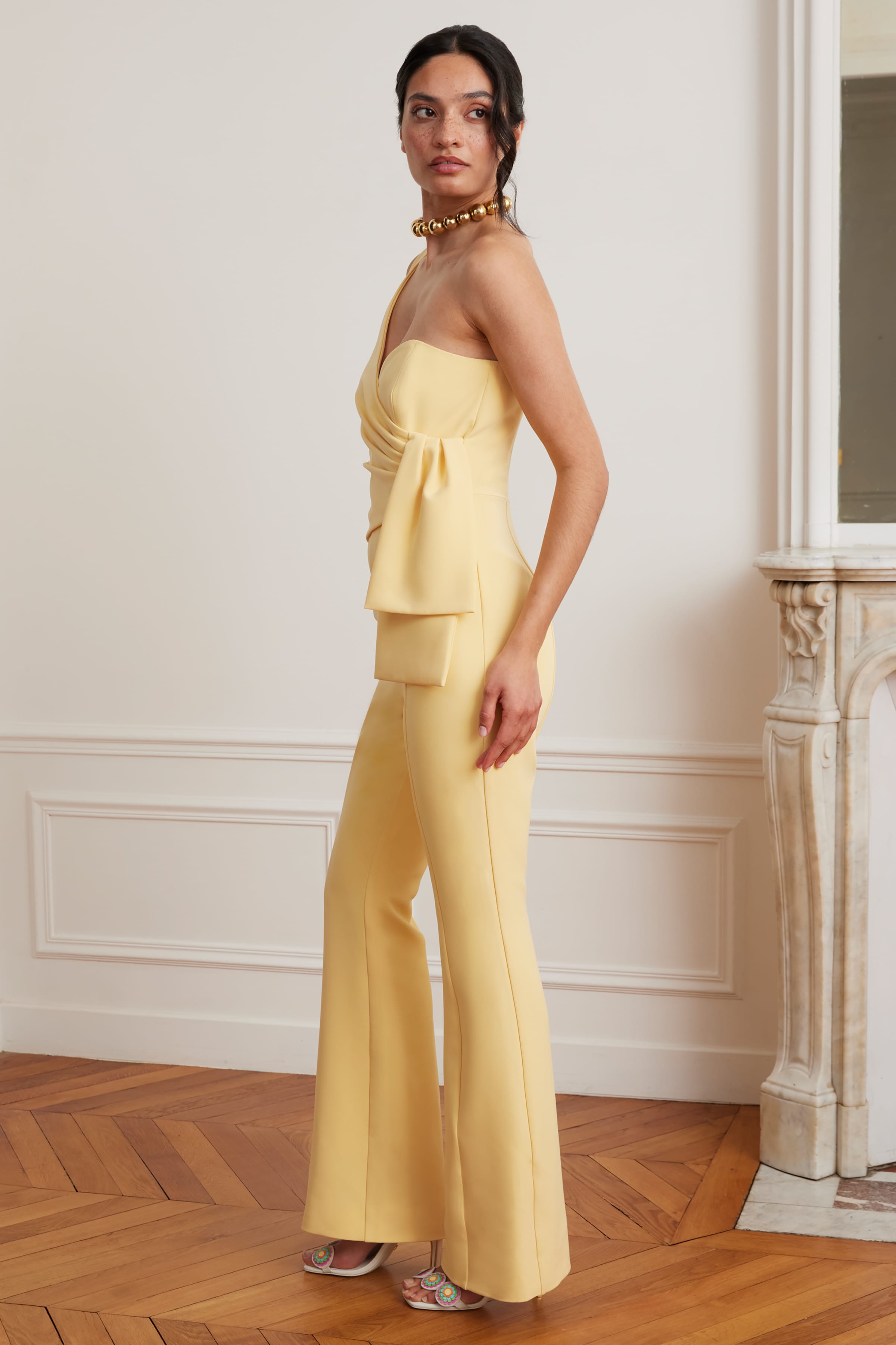 HALLIE Asymmetric Jumpsuit in Yellow