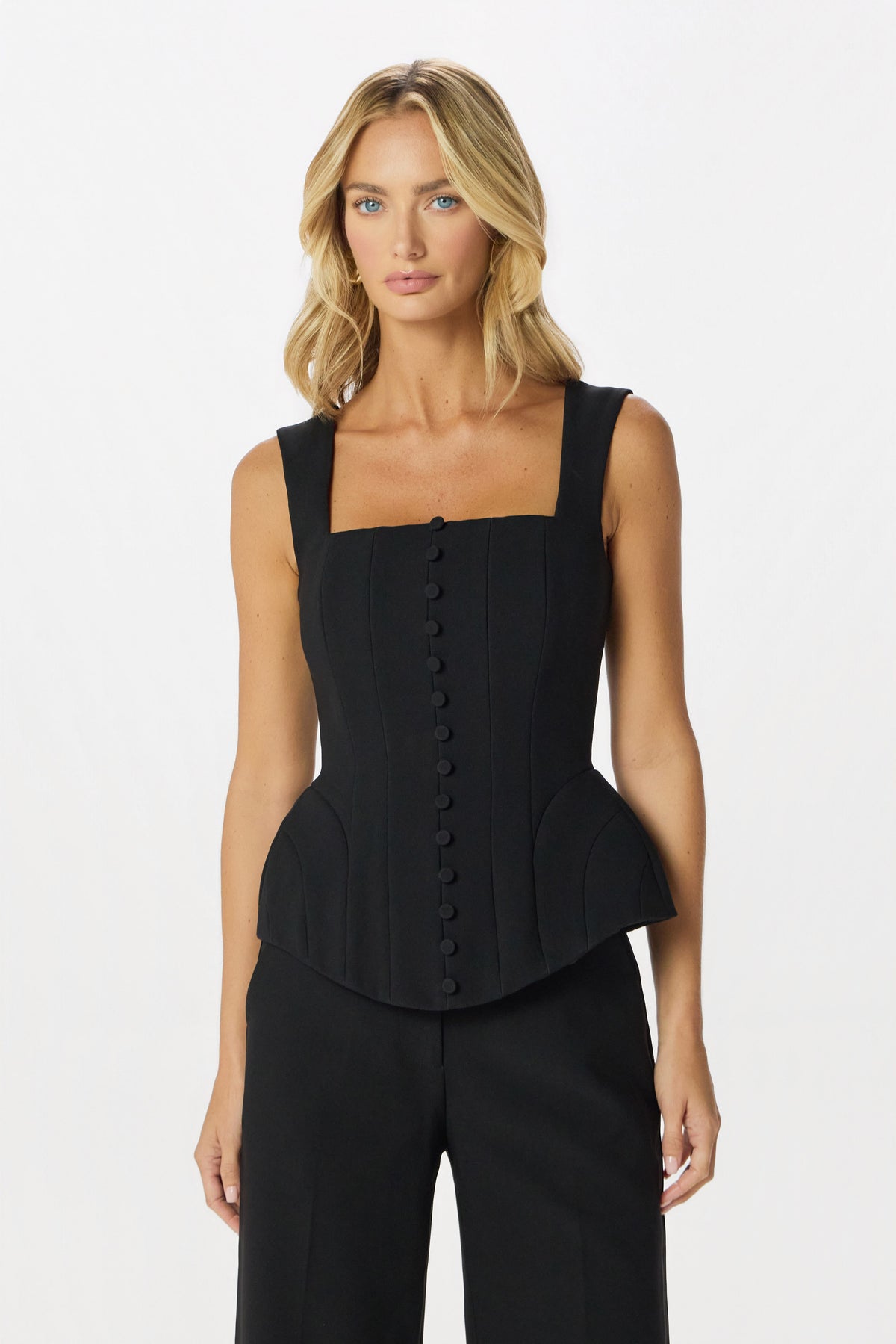 LENI Square Neck Top in Black